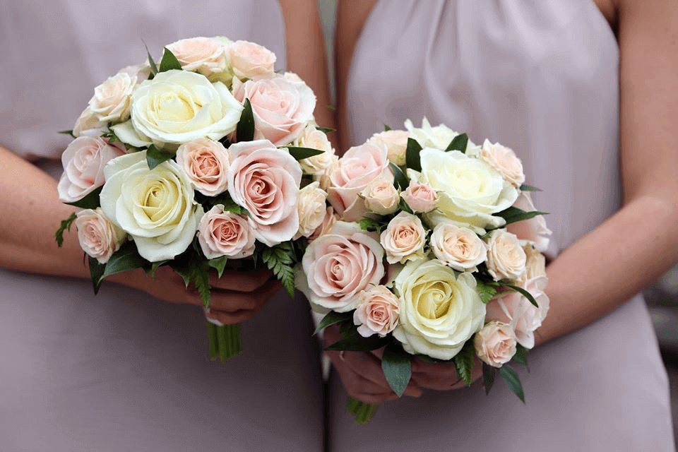 Pink and white rose bridal bouquet